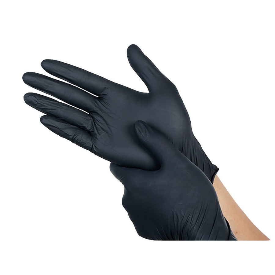 Black Disposable Vinyl Gloves - Medium Size, Powder/Latex Free  100 per box