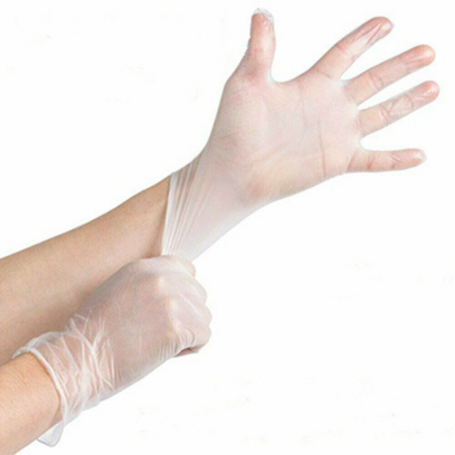 Clear Disposable Vinyl Gloves, Medium Size, Powder/Latex Free   100 per